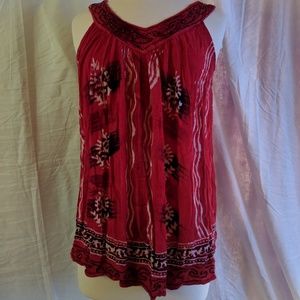 Red black and white flowy tank top.